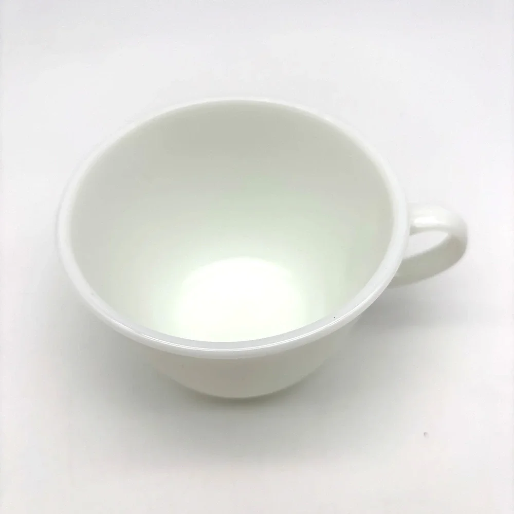 Lot of 6 1960s MCM Pyrex Corning Opal White Milk Glass C-Handle Teacups Mugs
